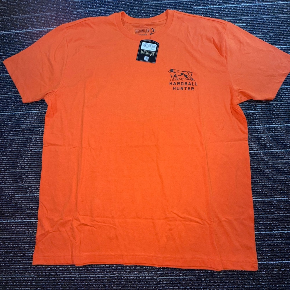 Baseballism Hardball Hunter Men XXL Orange NEW Graphic T-Shirt Duck Hunting Dog